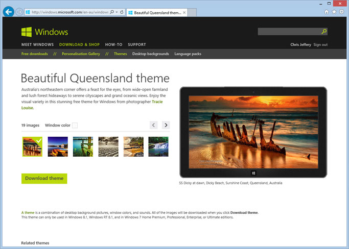 Screenshot of Personalisation Gallery