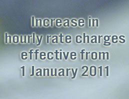 Increase in hourly rate charges effective from 1 January 2011